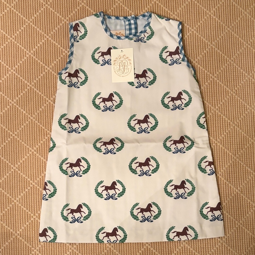 The Beaufort Bonnet Company Annie Apron Dress - Highland Horses